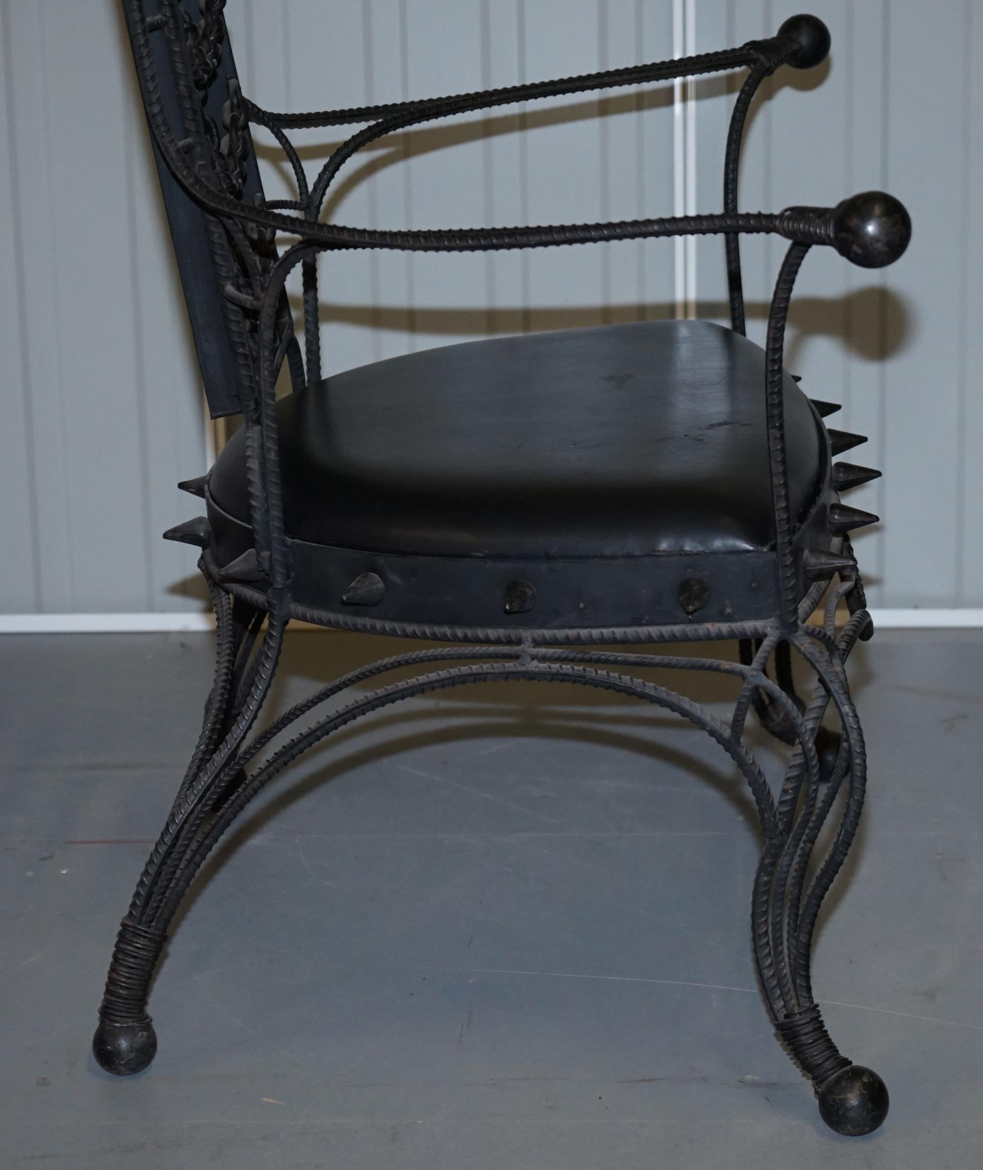 Interesting Iron Workers Gothic Sexy Dungeon Iron Throne Armchair Part Suite en vente 8