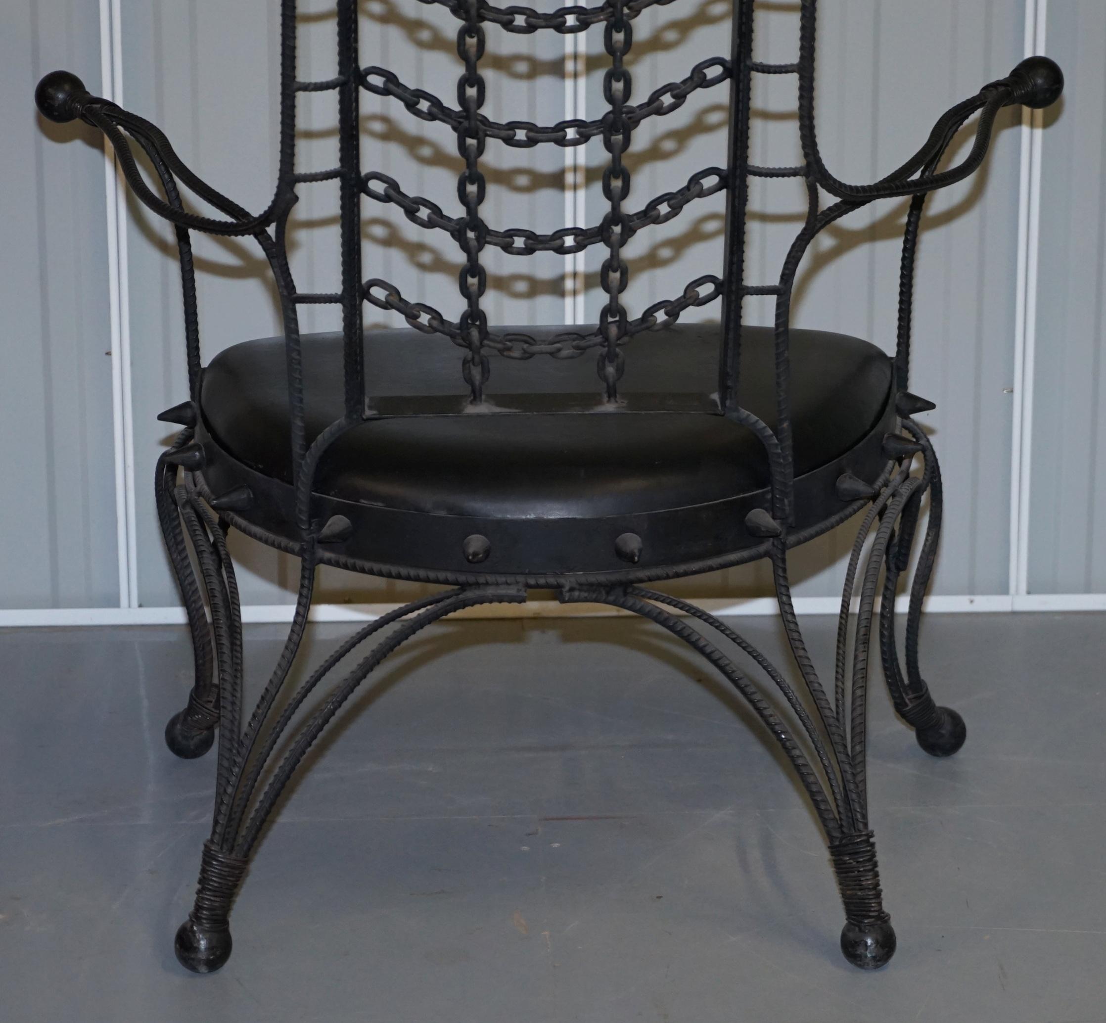 Interesting Iron Workers Gothic Sexy Dungeon Iron Throne Armchair Part Suite en vente 10