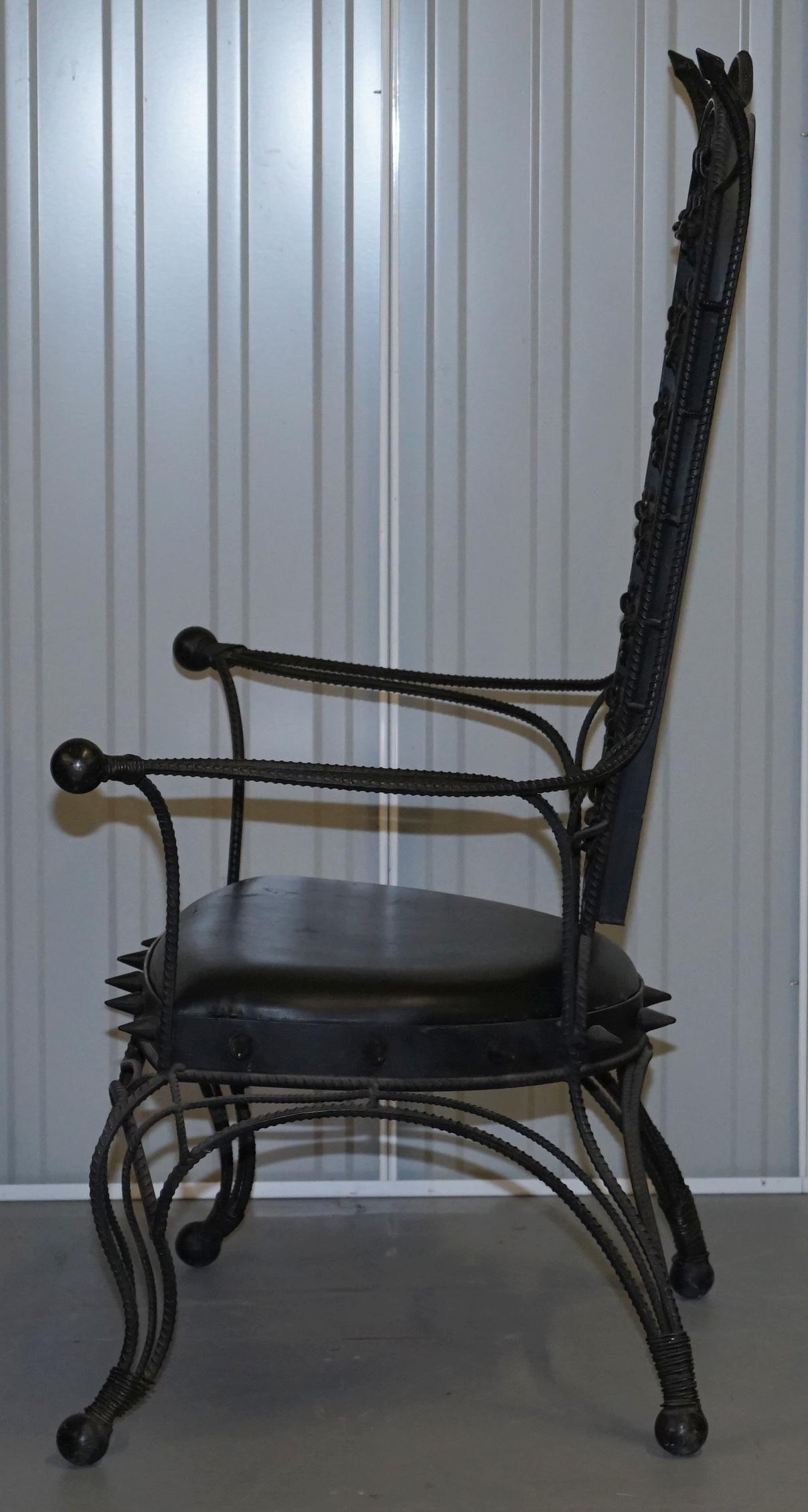 Interesting Iron Workers Gothic Sexy Dungeon Iron Throne Armchair Part Suite en vente 11