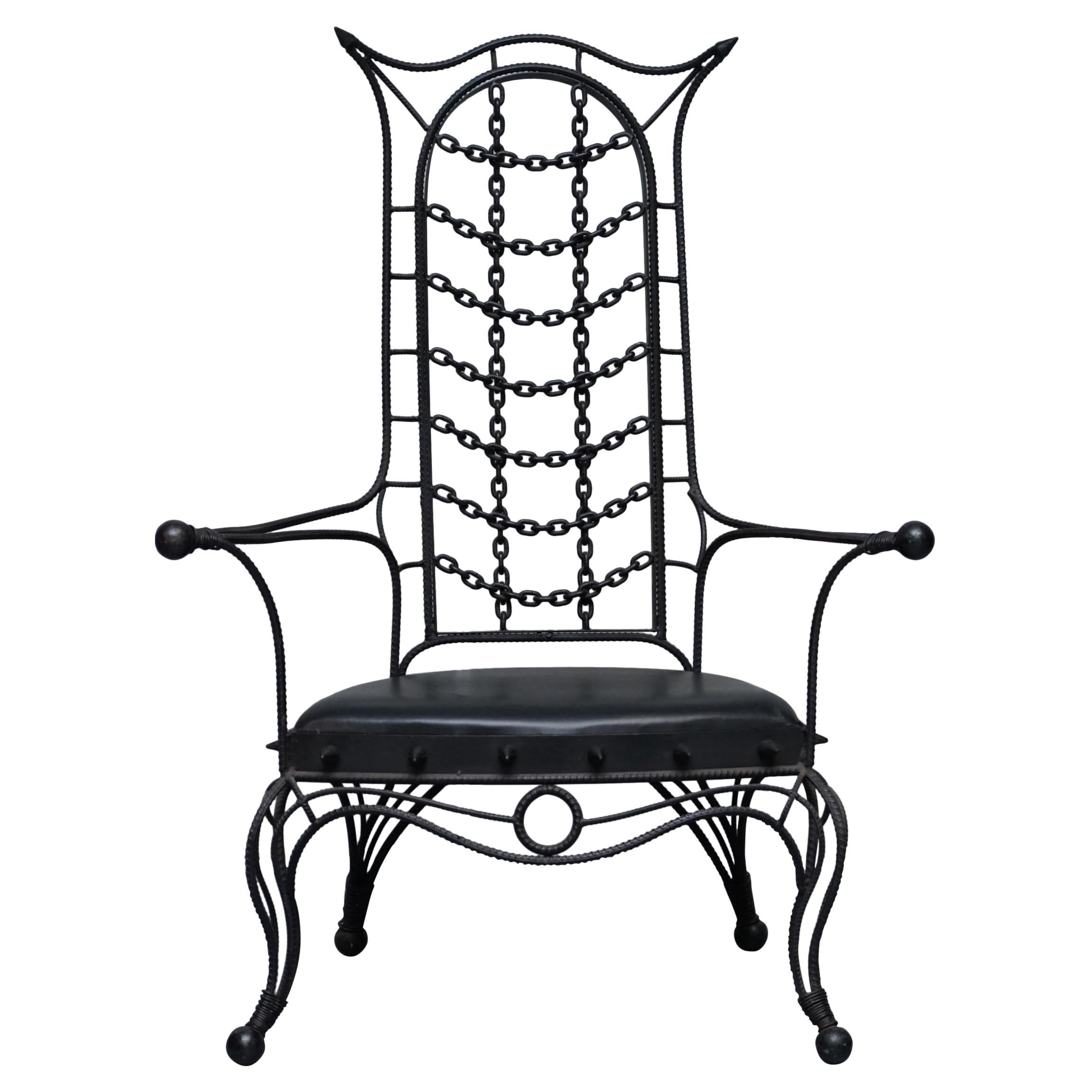 Interesting Iron Workers Gothic Sexy Dungeon Iron Throne Armchair Part Suite en vente