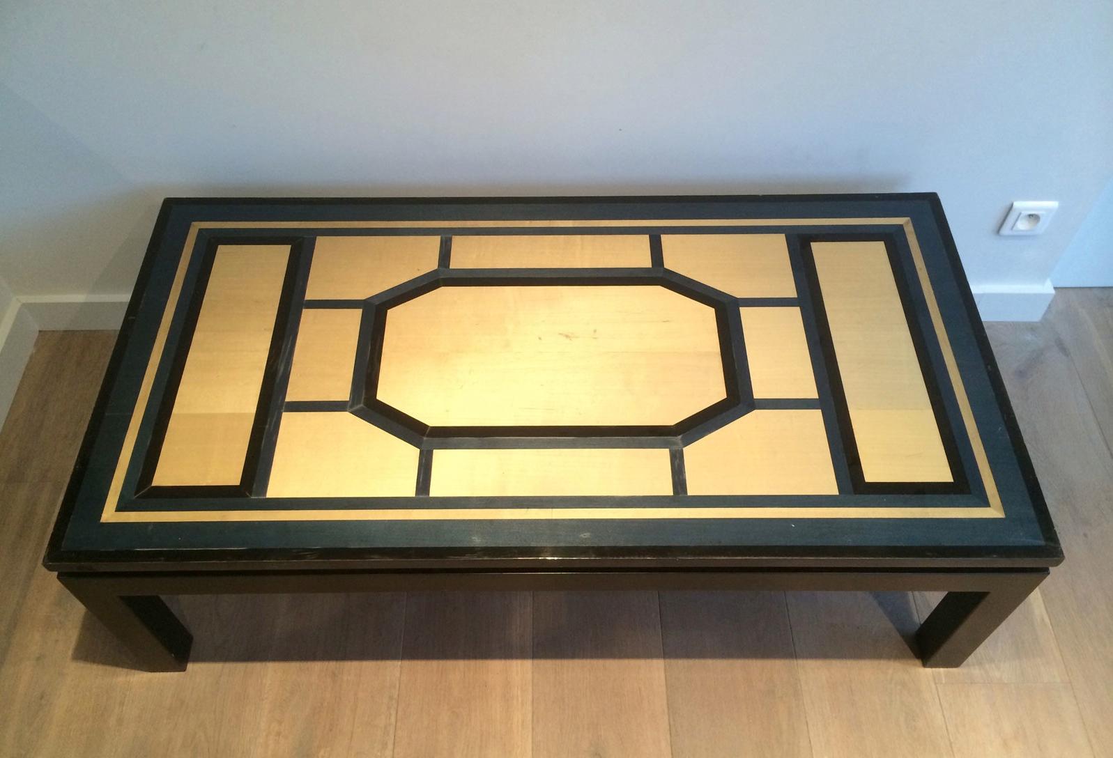 Mid-Century Modern Interesting Lacquer Coffee Table Stamped 