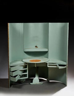 Interesting large cylindrical oak cabinet that could be used as bar, circa 1930