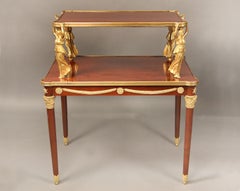 Interesting Late 19th Century Gilt Bronze Mounted Empire Style Tea Table