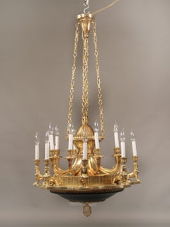 Interesting Late 19th-Early 20th Century Gilt Bronze Empire Style Chandelier
