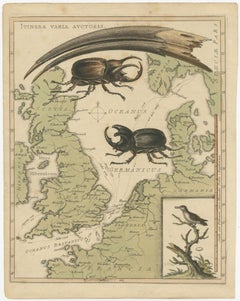 Interesting Map of Great Britain and Northern Europe with various Illustrations