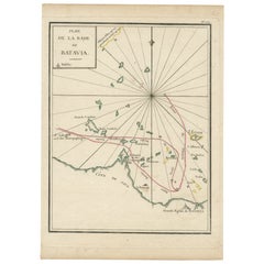 Interesante Mapa de las Mil Islas de la Bahía de Batavia "Yakarta", ca.1740