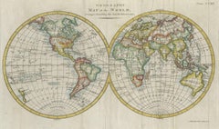 Interesting Original Antique Hemisphere Map Showing the Latest Discoveries, 1786