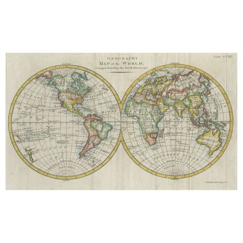 Interesting Original Antique Hemisphere Map Showing the Latest Discoveries, 1786