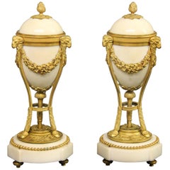 Interesting Pair of Late 19th Century Gilt Bronze Mounted Marble Candelabra