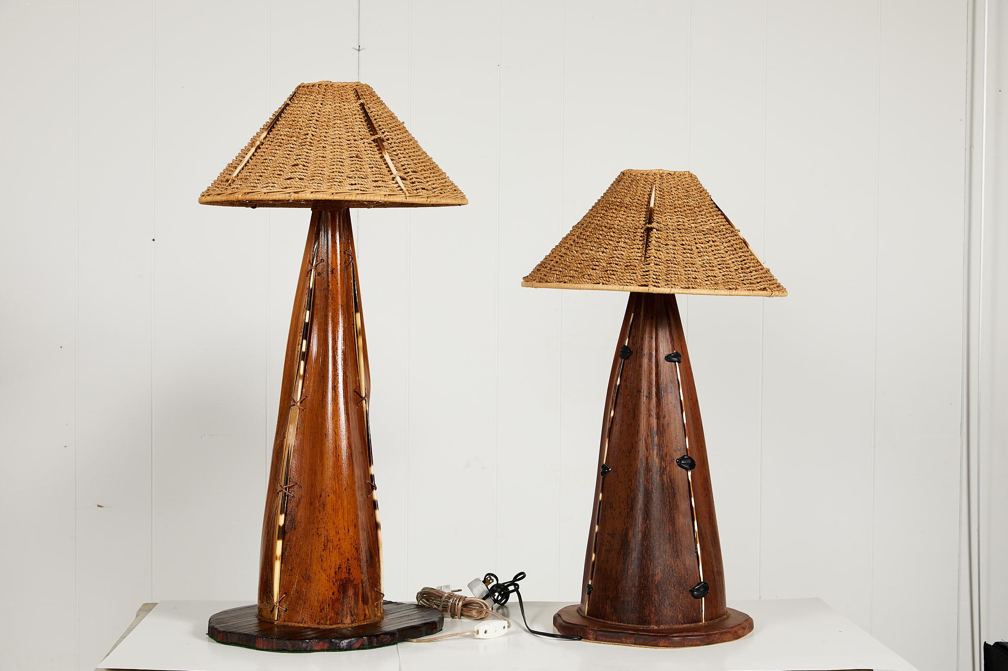 Interesting Pair of Midcentury Palm Frond Lamps 1
