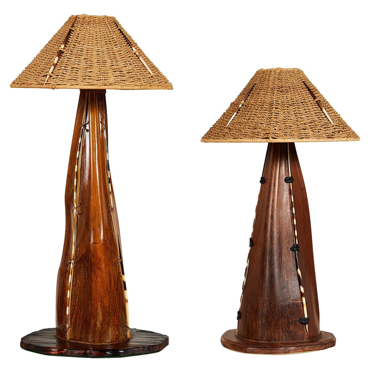 Interesting Pair of Midcentury Palm Frond Lamps