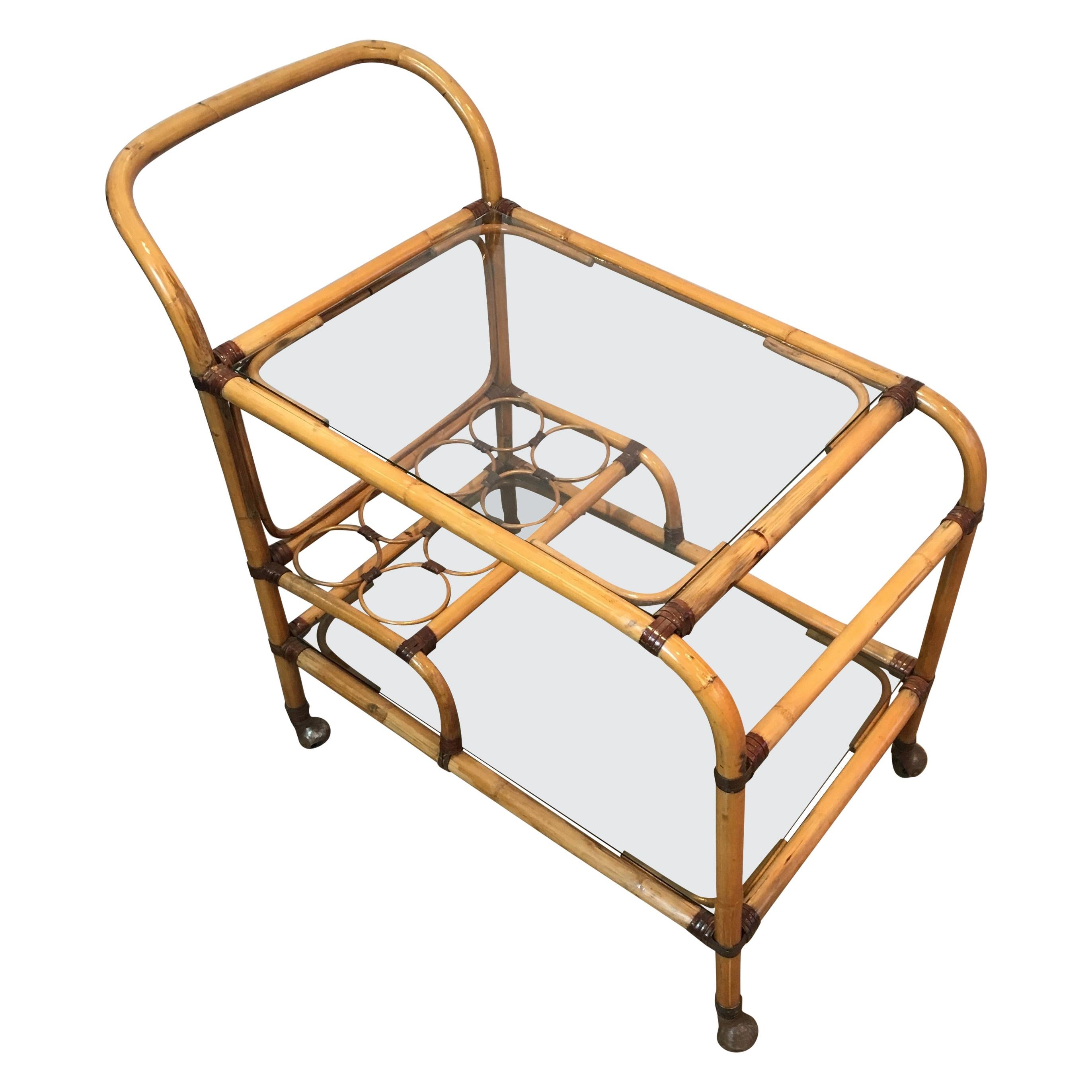 Mid Century Rattan / Cane Drinks Trolley by Angraves, circa 1970 For Sale at 1stDibs