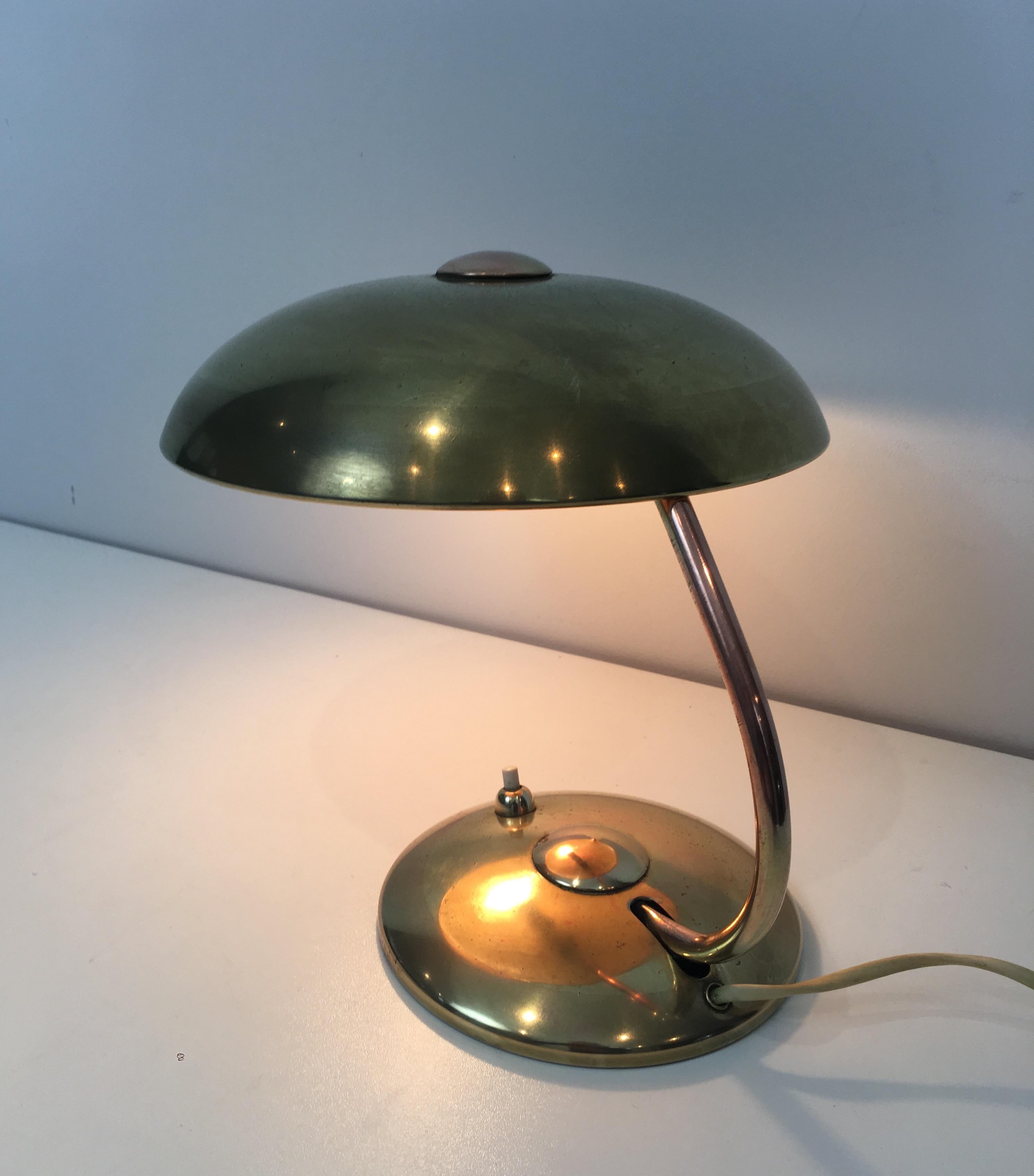 Interesting Small Brass Desk Table Lamp, circa 1930 4
