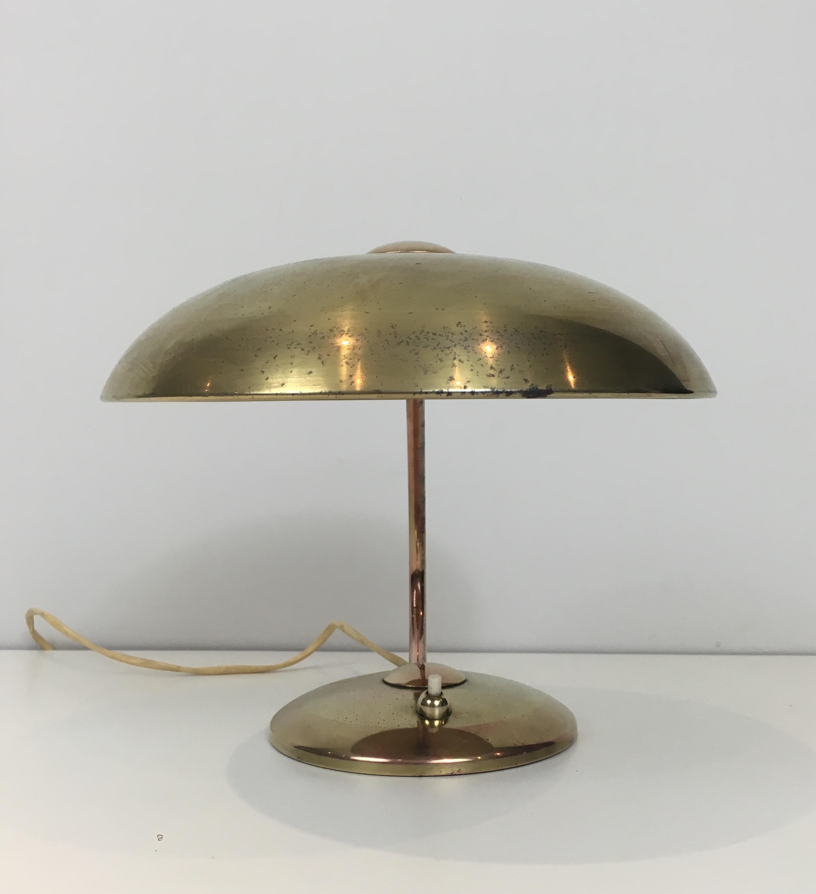 Interesting Small Brass Desk Table Lamp, circa 1930 1