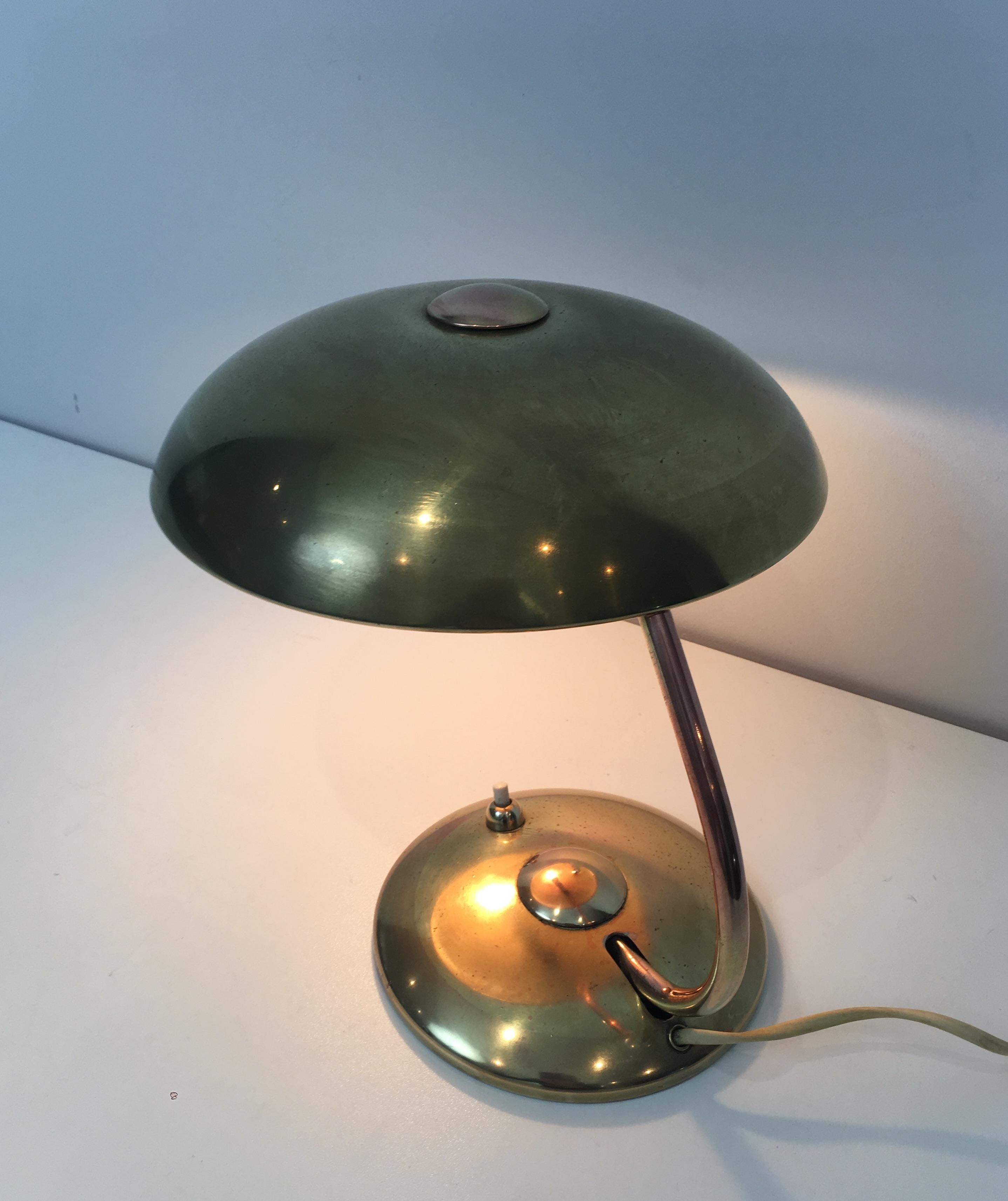 Interesting Small Brass Desk Table Lamp, circa 1930 3