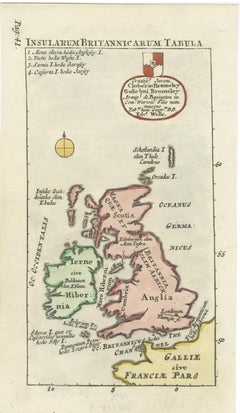 Interesting Small Map of the British Isles with Hand Coloring