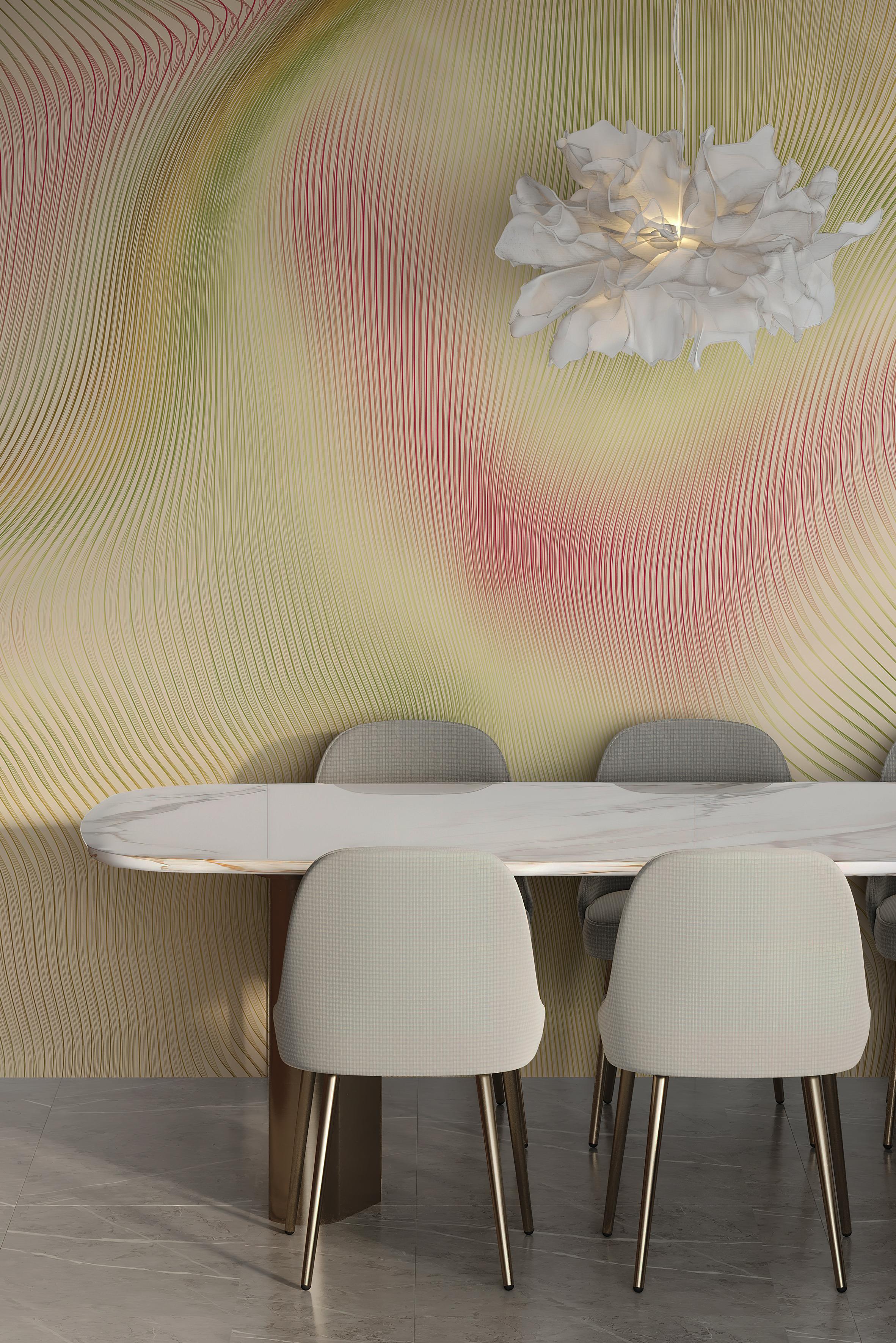 italien Interferenze Lime, Wallpaper, Visioni Collection du Studio Lievito en vente