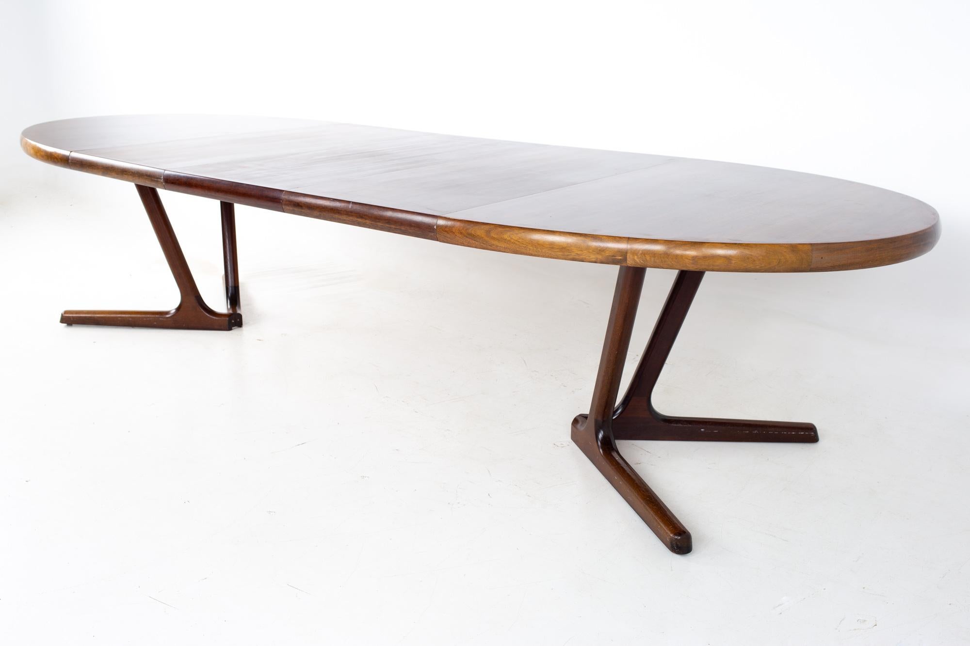 Interform Collection MCM Danish Rosewood 12 Person Expanding Oval Dining Table 9