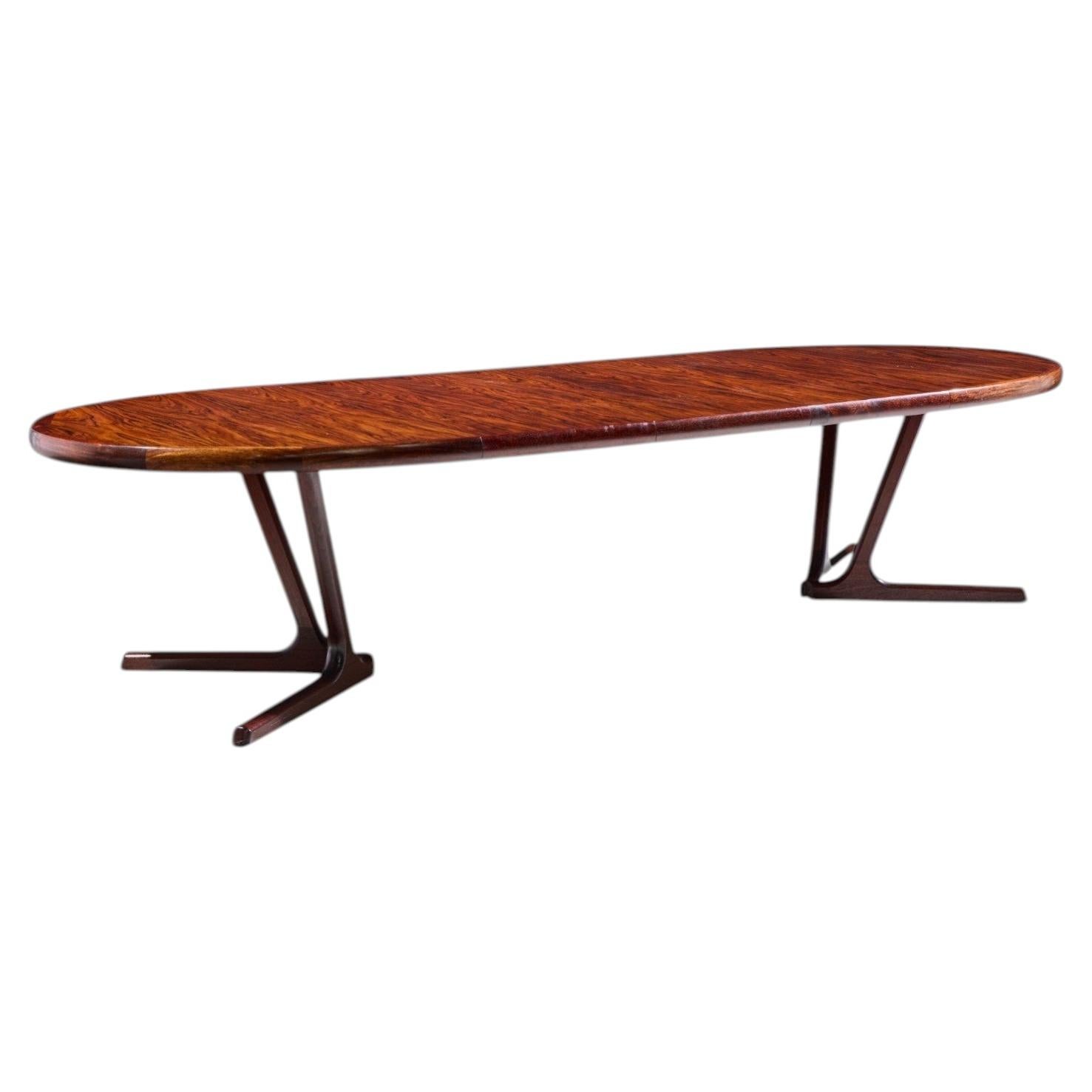 Interform Mid Century Rosewood Expanding Dining Table with 3 Leaves