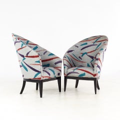 Interior Crafts Barrel Lounge Chairs, Pair