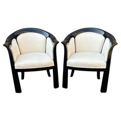 Interior Crafts Black Lacquered Armchairs, a pair