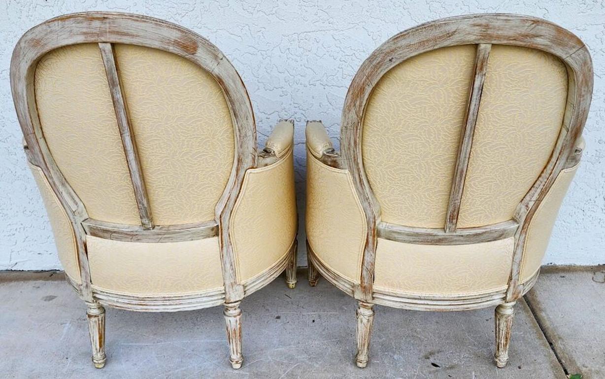 INTERIOR CRAFTS French Louis XVI Bergere Armchairs In Good Condition In Lake Worth, FL