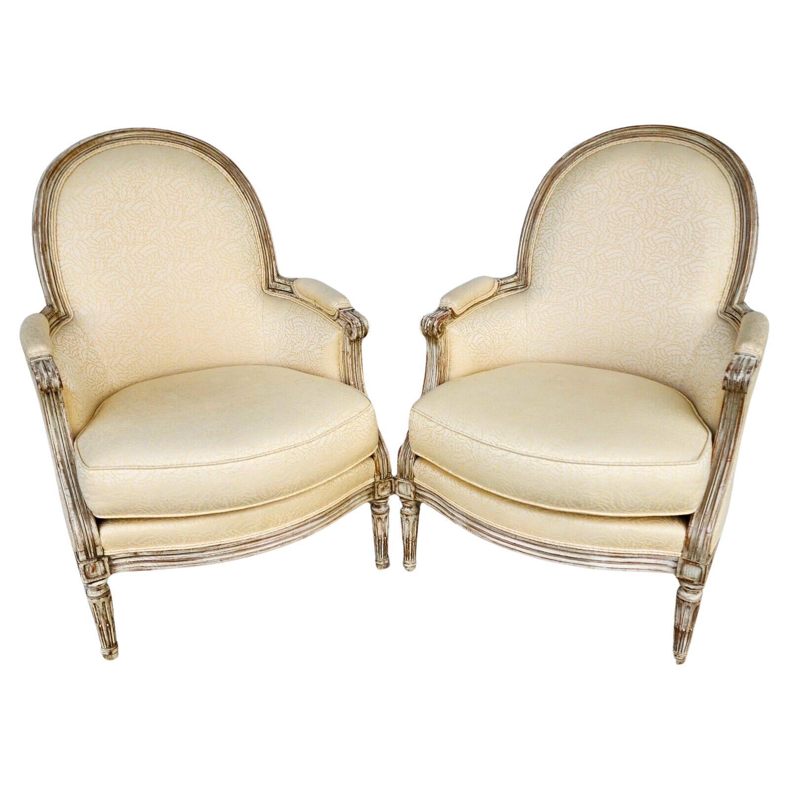 INTERIOR CRAFTS French Louis XVI Bergere Armchairs