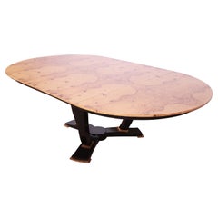 Interior Crafts Modern Art Deco Burl Wood and Black Lacquer Dining Table