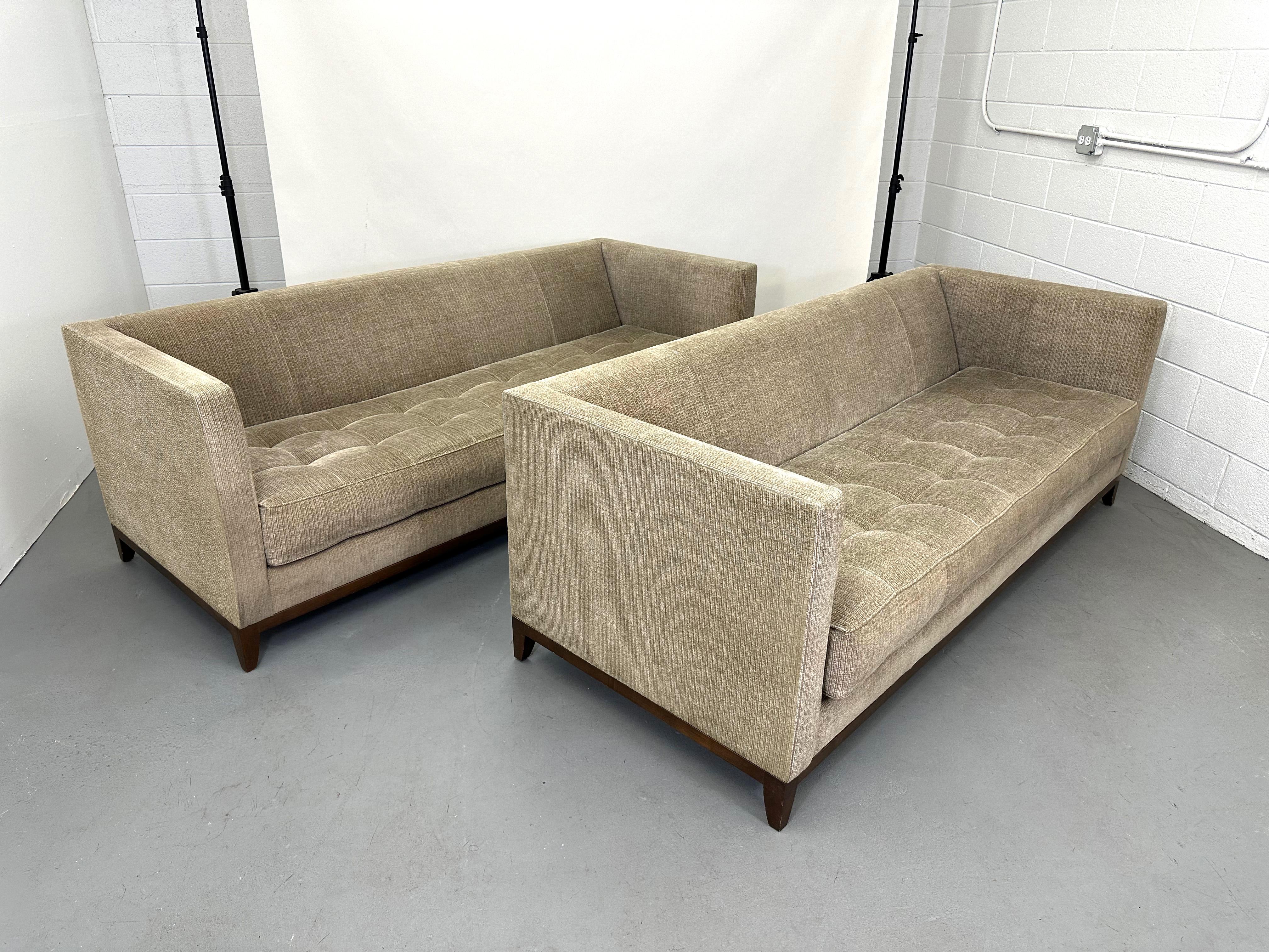 American Interior Crafts Modern Sofas in Olive Gold, Pair For Sale