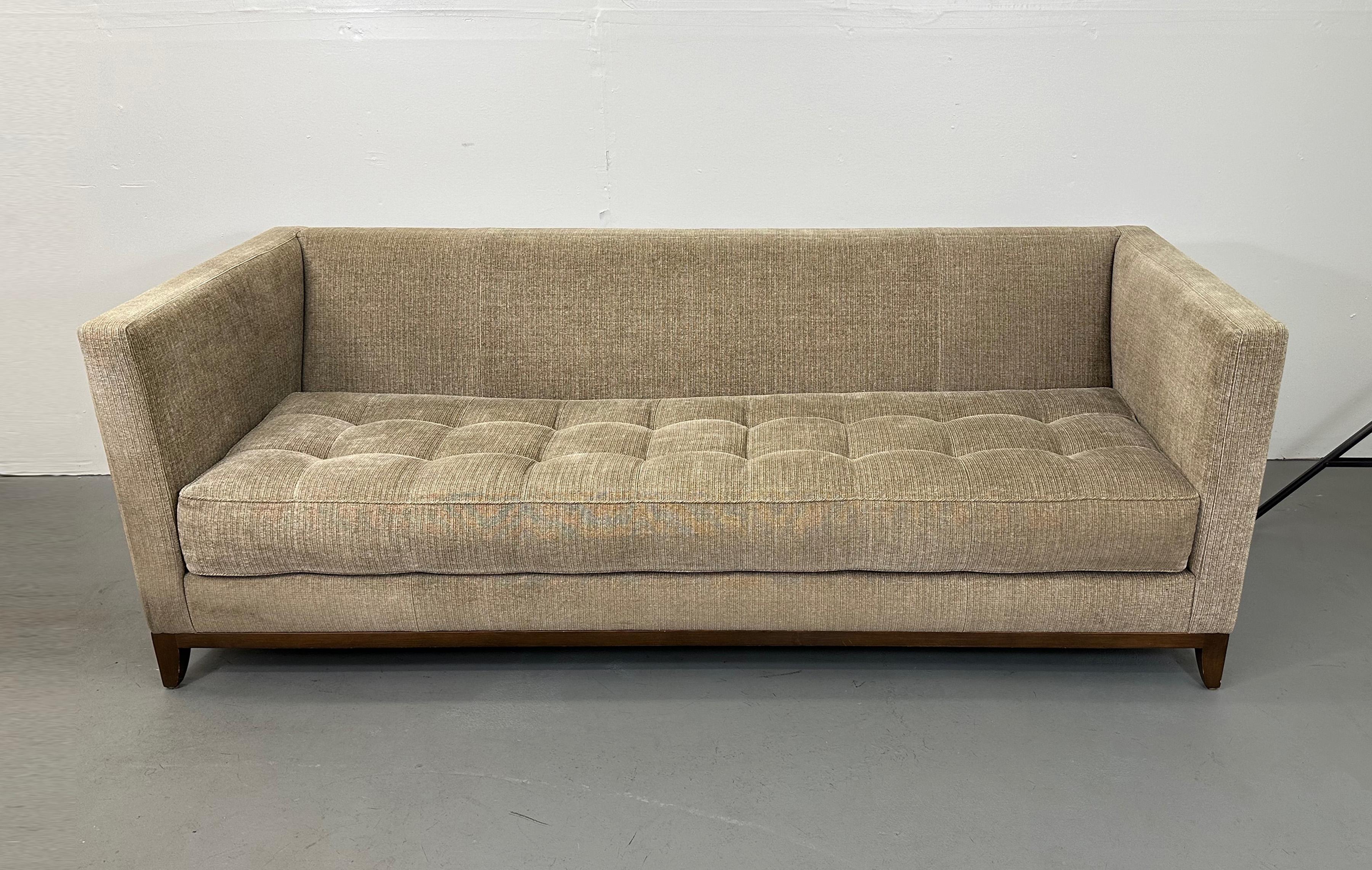Interior Crafts Modern Sofas in Olive Gold, Pair In Good Condition For Sale In Littleton, CO