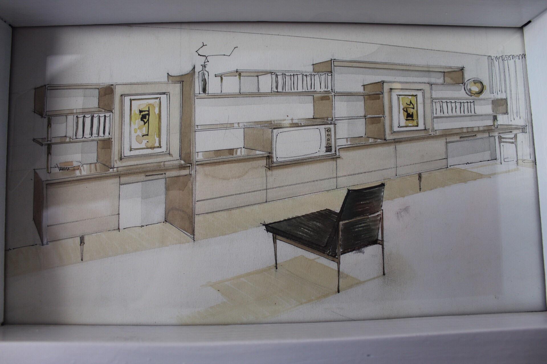 For your consideration, interior design sketch by Frank B. Kyle.
The measures includes the framework.