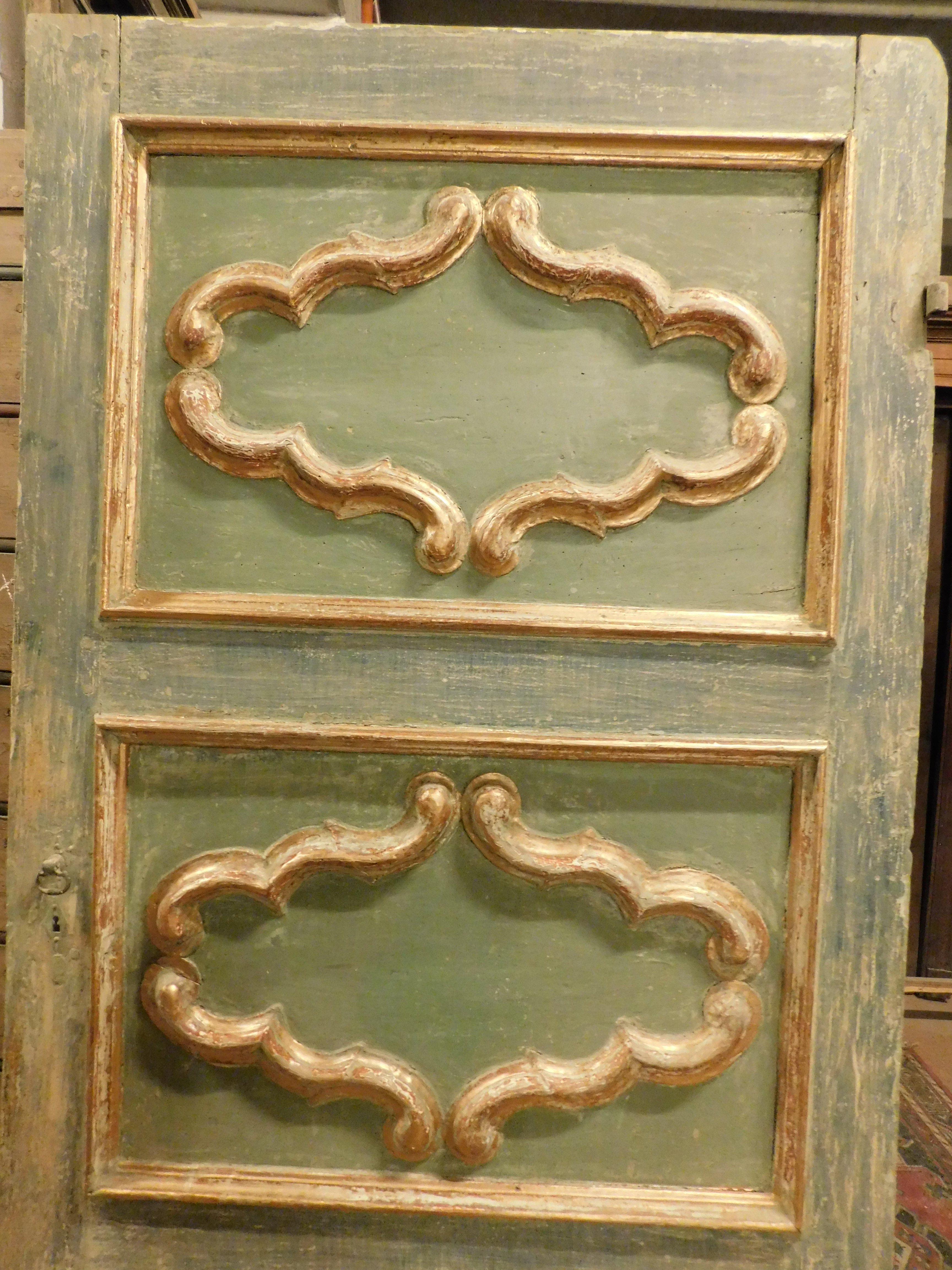 Puerta interior en primera laca tonos azules, una hoja sin marco, Italia Tallado a mano en venta