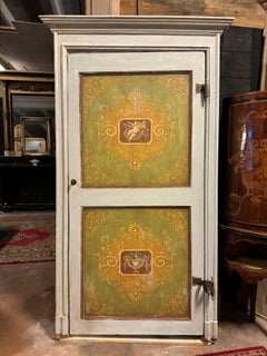 Interior door in lacquered and painted wood with cherubs, Italy