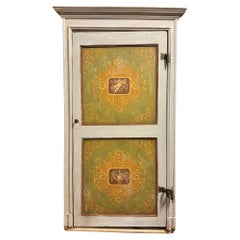 Interior door in lacquered and painted wood with cherubs, Italy