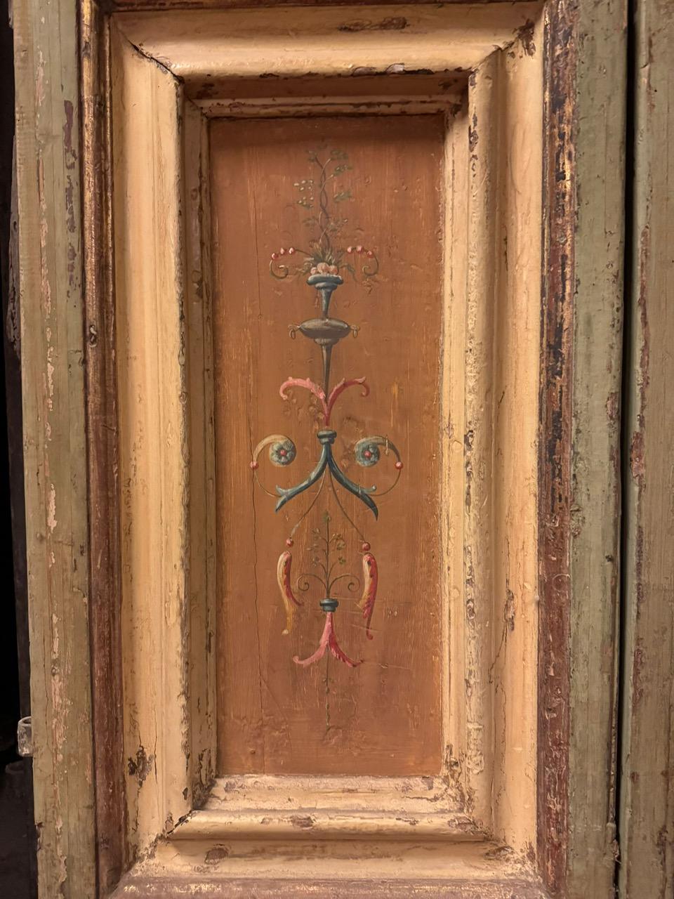 18th Century and Earlier Interior door in lacquered wood with two doors and painted panels, Italy For Sale