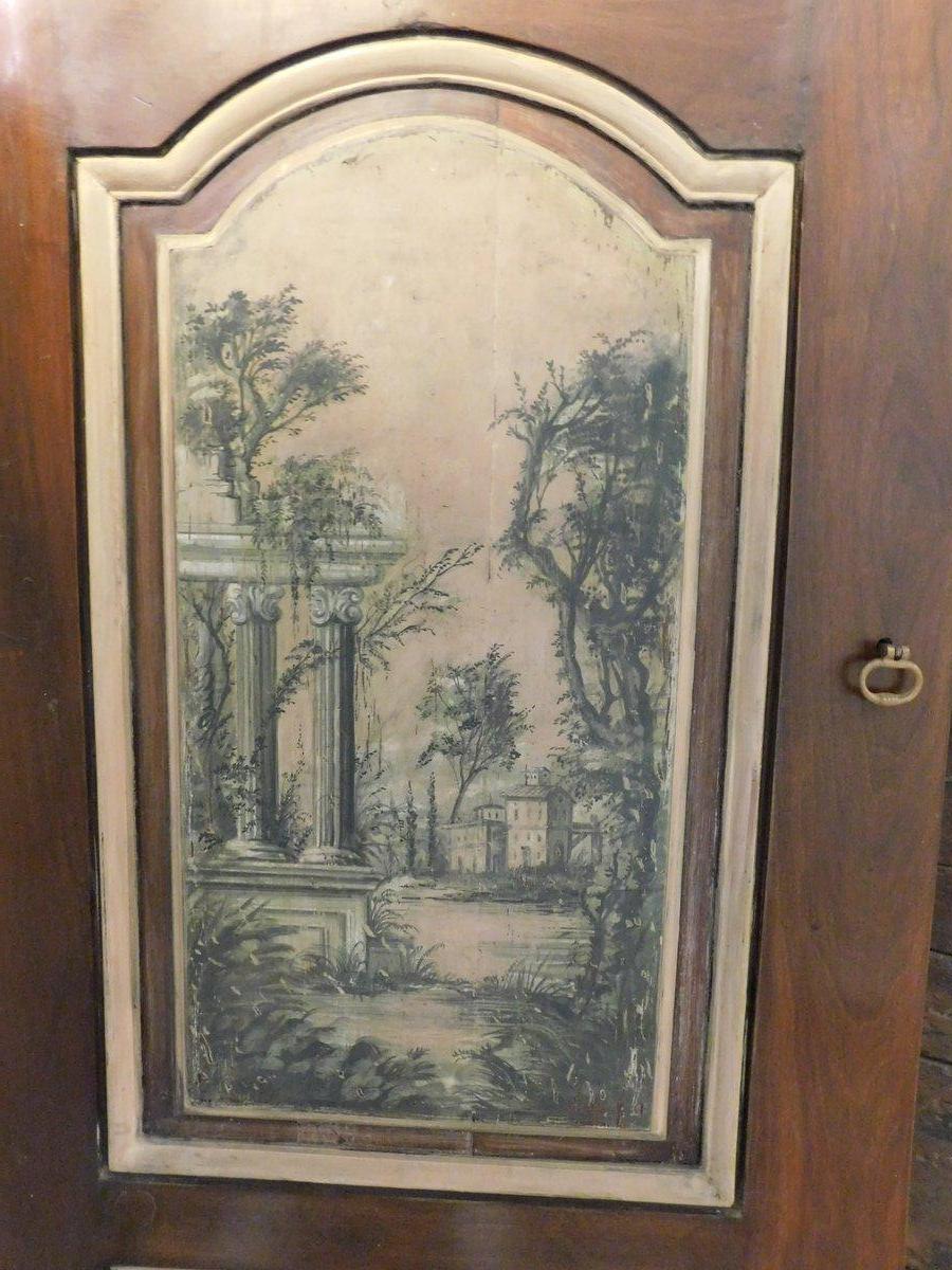 Puerta interior, panel de nogal de una hoja, con panel pintado, Italia en Bueno estado para la venta en Cuneo, Italy (CN)