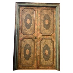Interior door with two doors, in lacquered and painted wood, Italy