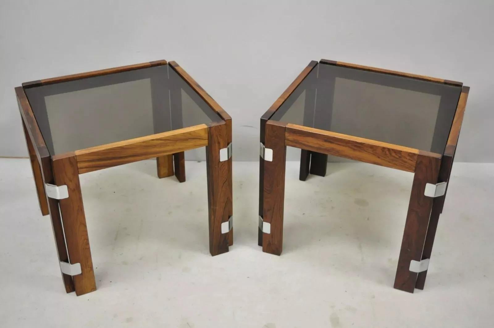 Interior Form Mid Century Danish Modern Rosewood & Glas Beistelltische - 3 Stück im Angebot 4