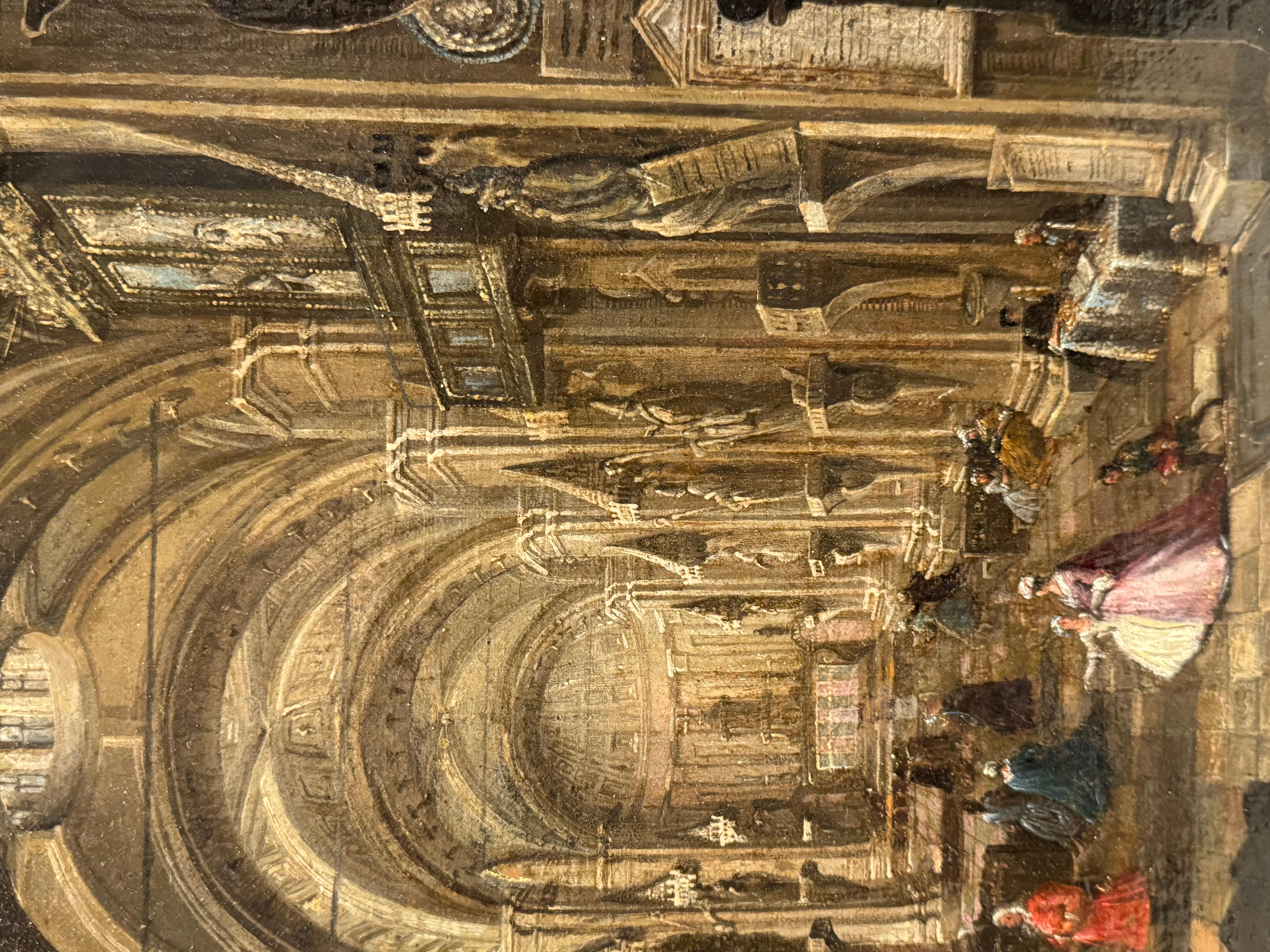 Baroque Intérieur d'une cathédrale en Flandre, attribué à Peter NEEFFS, XVIIe siècle. en vente