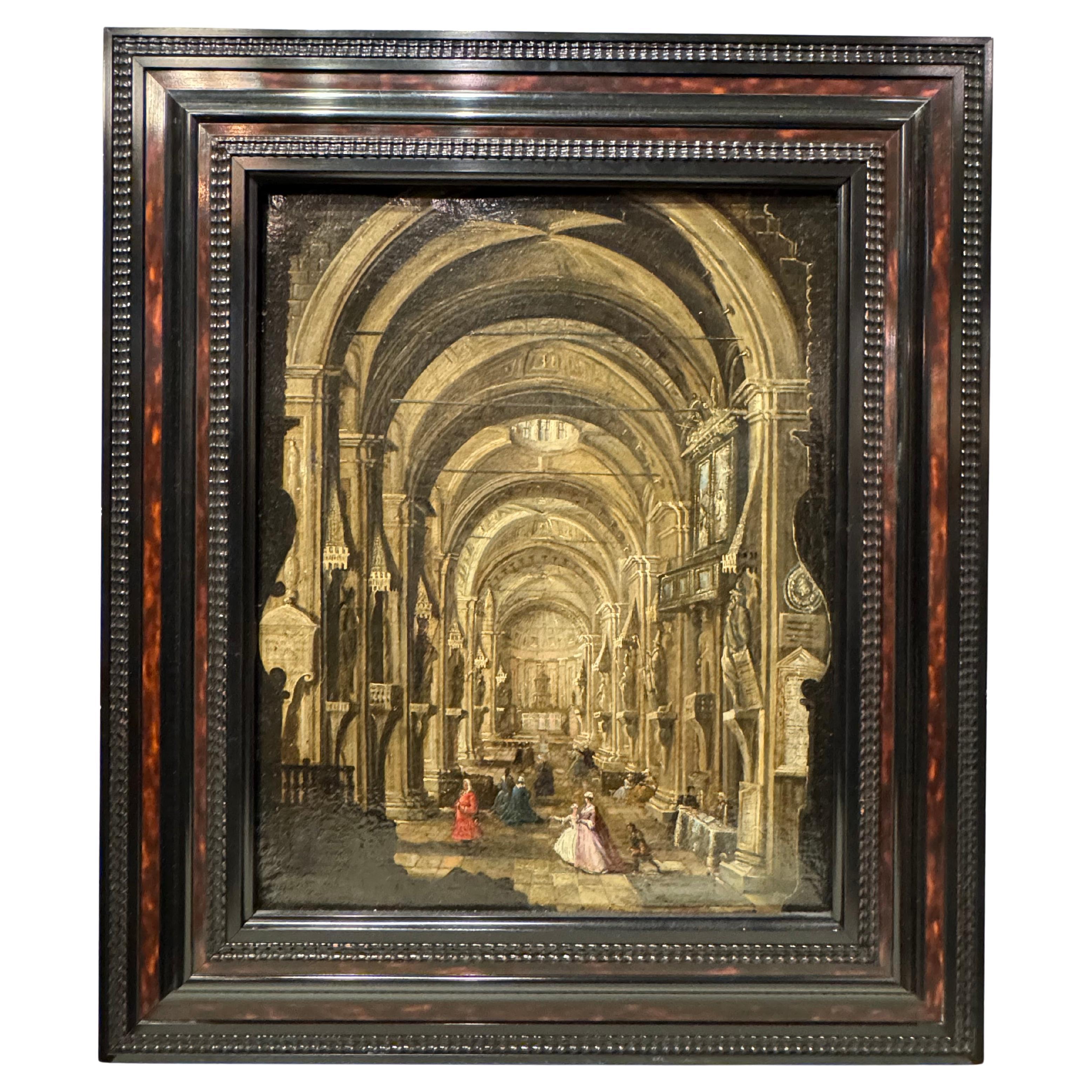 Intérieur d
une cathédrale en Flandre, attribué à Peter NEEFFS, XVIIe siècle. en vente