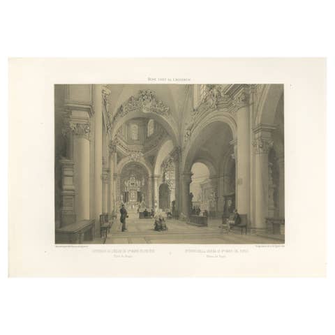 Interior of Santa Maria del Popolo, Rome – Benoist 1869 Lithograph
