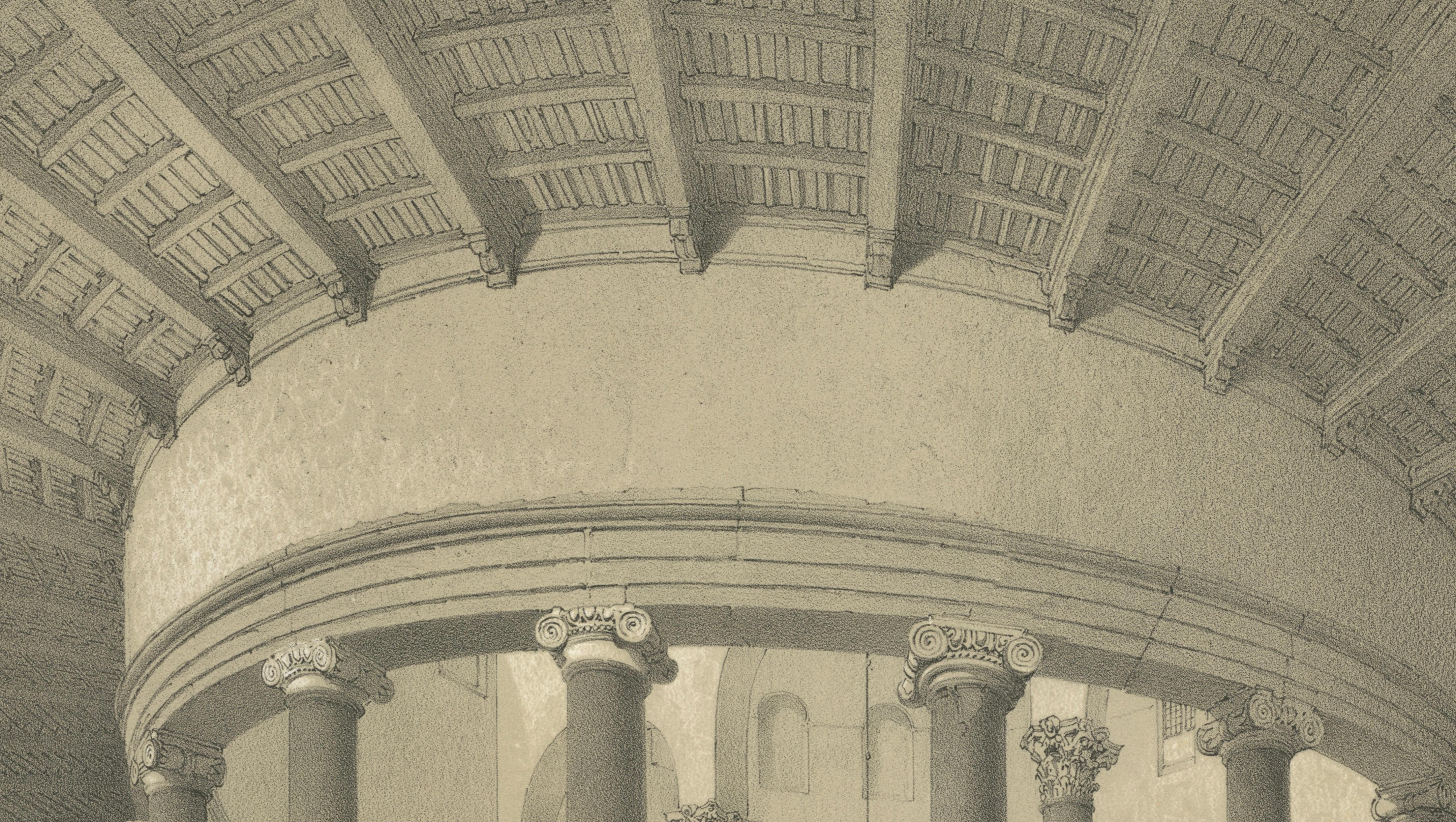 Interior of Santo Stefano Rotondo, Rome – Benoist 1869 Lithograph