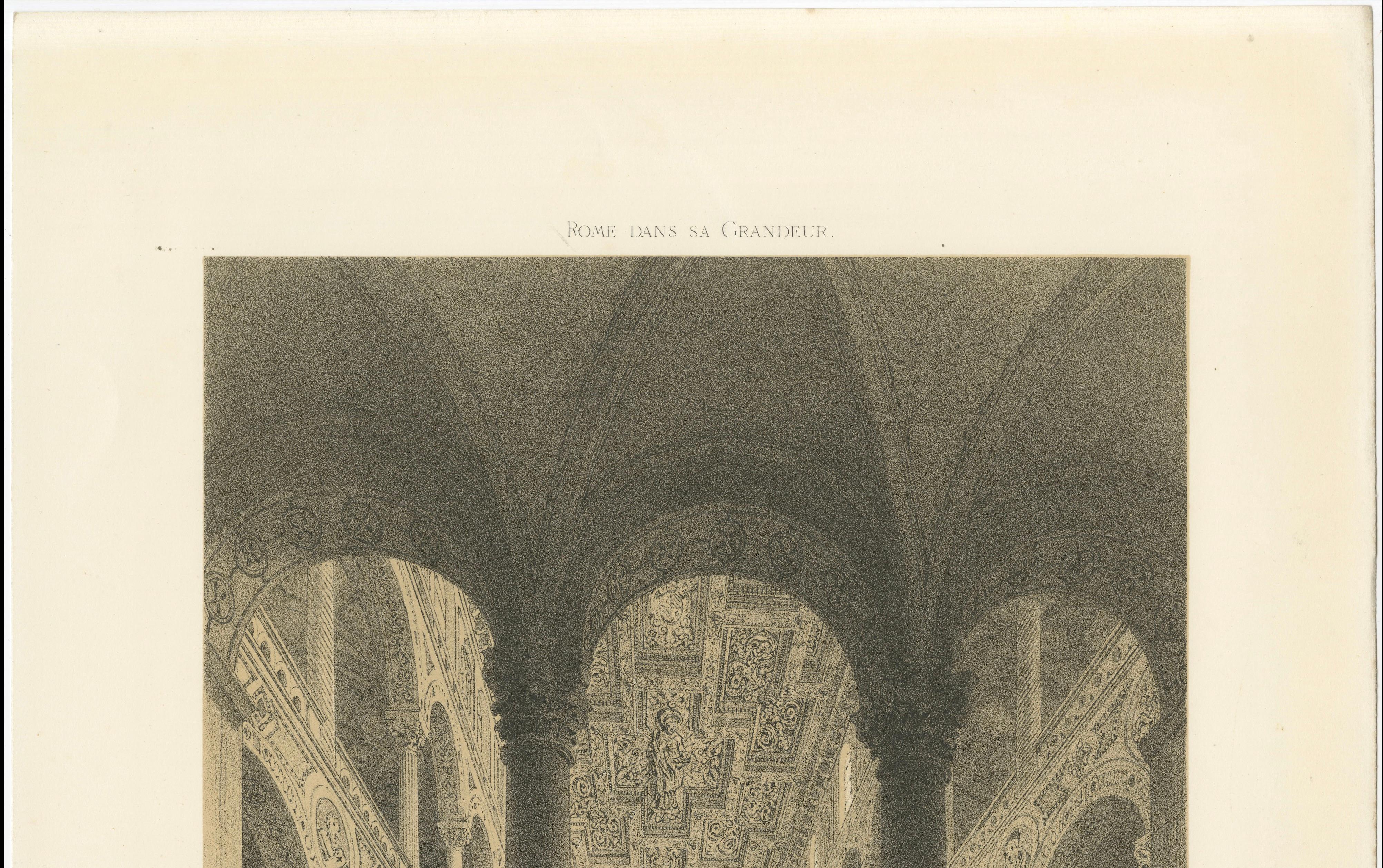 Interior of St Agnes Outside the Walls, Rome – Classical Basilica View, 1868