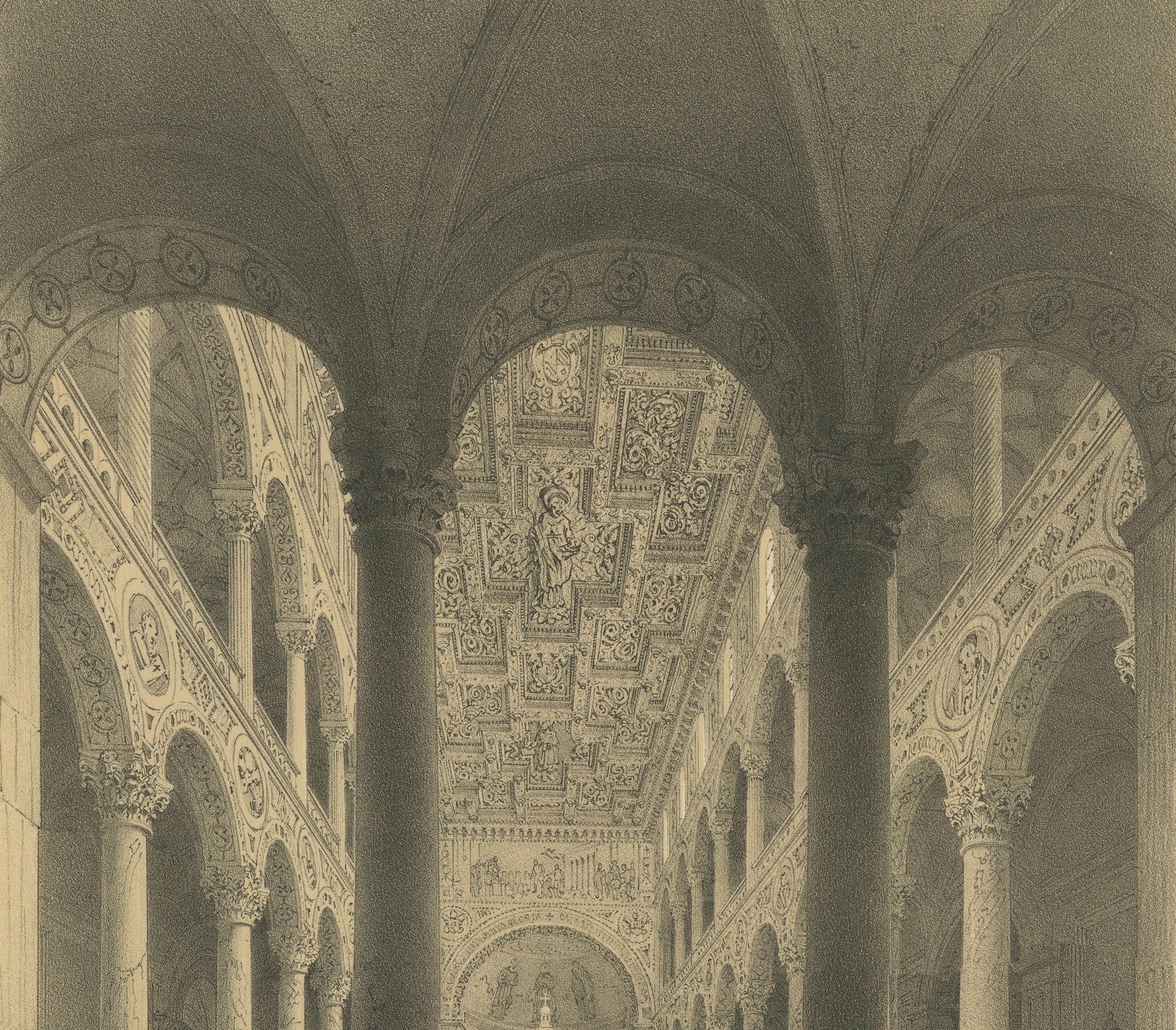 Interior of St Agnes Outside the Walls, Rome – Classical Basilica View, 1868
