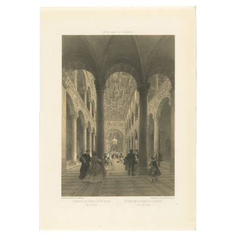 Interior of St Agnes Outside the Walls, Rome – Classical Basilica View, 1868