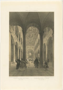 Interior of St Agnes Outside the Walls, Rome – Classical Basilica View, 1868