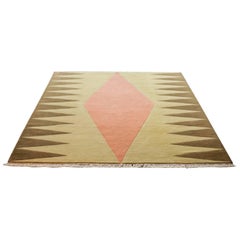 Rug Interior Orange - Geometric Beige Peach Brown Wool Patterns by Carpets CC