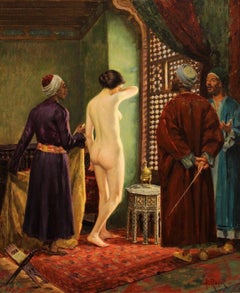 Interior Orientalist, Alberto Rossi Oil, 19th Century the Slave Italian Painting