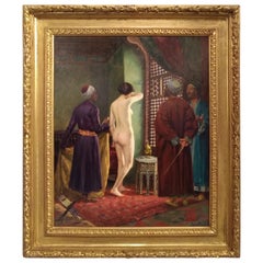 Interior Orientalist, Alberto Rossi Oil, 19th Century the Slave Italian Painting