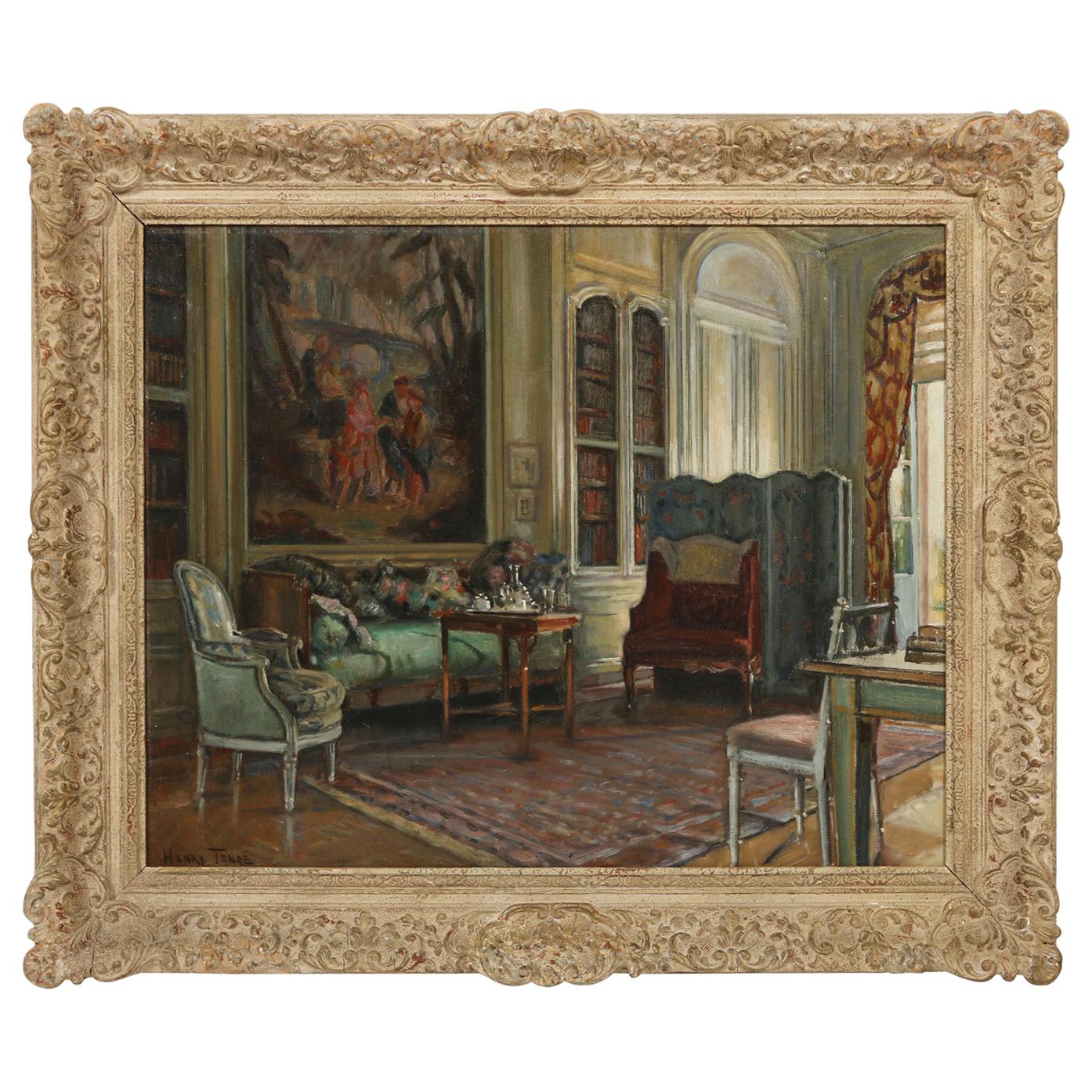 Interior Painting by Charles Henri Tenré For Sale